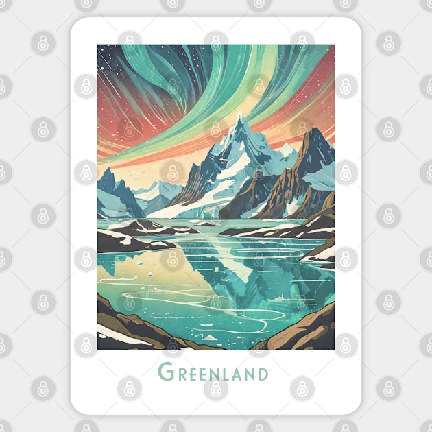 Travel Retro Vintage - Enchanted Greenland Sticker by POD24